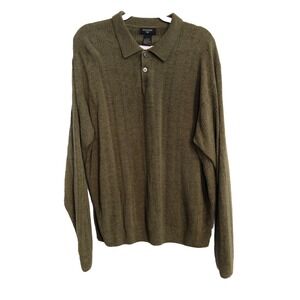 Dockers Mens Sweater Extra Large Green Collared Preppy Pullover Long Sleeve Top
